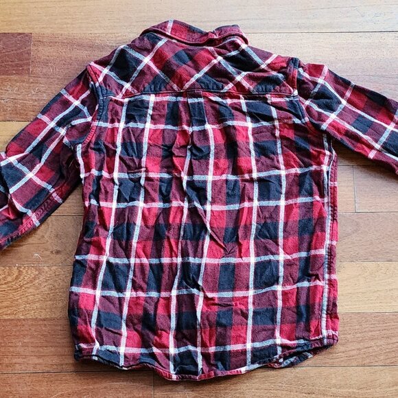 77kids By American Eagle Red/Black Plaid Flannel Button Down Shirt Size Medium - Picture 9 of 11
